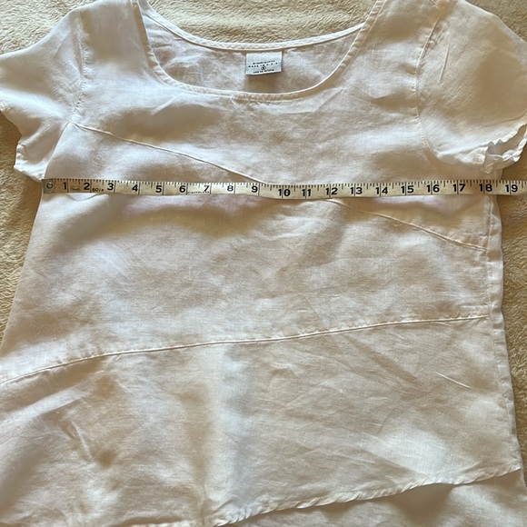 LINEN Click by Color Me Cotton- crisp white short sleeve women's small boxy top - Picture 7 of 9